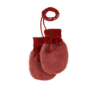 Gestrickte Wollfäustlinge burgunderrot-rosa