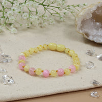 Bernsteinarmband Baby/Kleinkind Milchrosa Jade