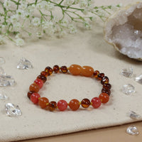 Amberos Bernsteinarmband Baby/Kleinkind cognac - Aventurin Koralle
