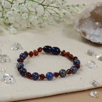 Amberos Bernsteinarmband Baby/Kleinkind cognac - lapis lazuli