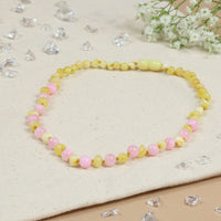 Bernsteinkette Kind Milch - Rosa Jade