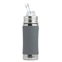 Edelstahl-Trinkhalmflasche 325ml grau