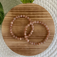 Pfirsich Mondstein Kugelarmband 6mm Damen