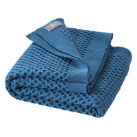 Babydecke Wolle Wabenmuster Antikblau