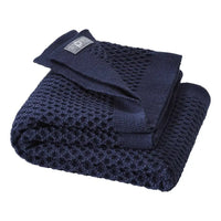 Babydecke Wolle Wabenmuster Indigo