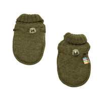 Baby Fäustlinge Wolfsfell - Olive