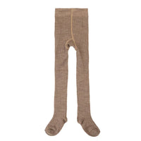 Gestrickte Wollhose / Leggings mit Füßen Sesam