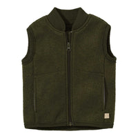 Kinder-Bodywarmer aus gekochter Wolle - Olive