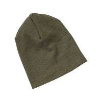 Beanie-Mütze Wolle-Seide-Olive