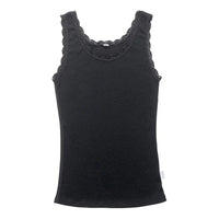 Shirt Wolle mit Spitze - schwarz