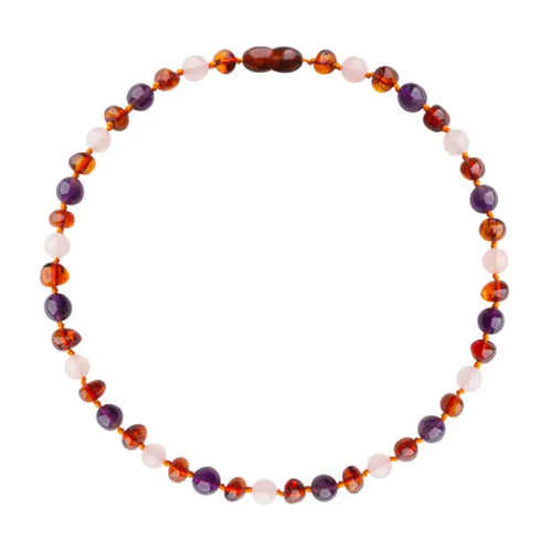 Barnsteen armband baby/peuter amethist - rozenkwarts