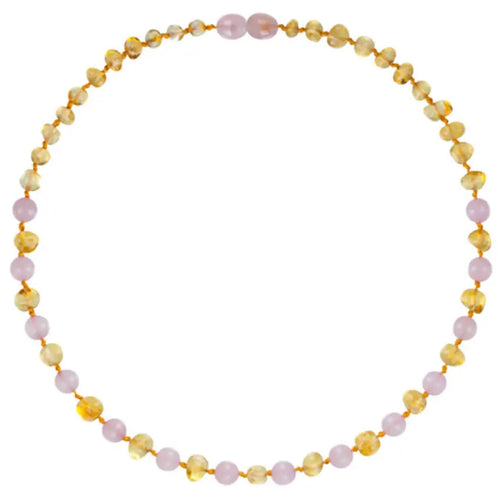 Barnsteen ketting dames lemon – rose quartz