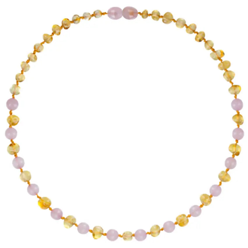 Barnsteen ketting kind lemon - rose quartz