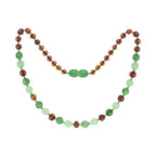 Barnsteen ketting baby/peuter cognac, green jade