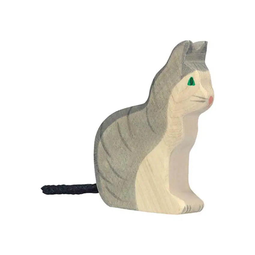 Houten zittende kat