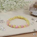Barnsteen armband kind milk pink jade