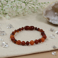 Amberos Bernsteinarmband Baby/Kleinkind cognac - Aventurin - Jaspis