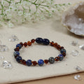 Barnsteen armband dames cognac – lapis lazuli