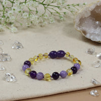 Amberos Bernsteinarmband Baby/Kleinkind Zitrone Amethyst Jade