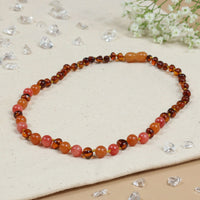 Amberos Bernstein Halskette Baby/Kleinkind cognac - Aventurin Koralle