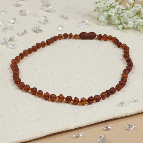 Barnsteen ketting baby/peuter cognac - unpolished