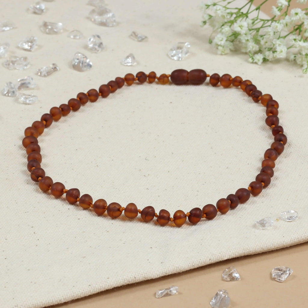 Barnsteen ketting dames cognac unpolished