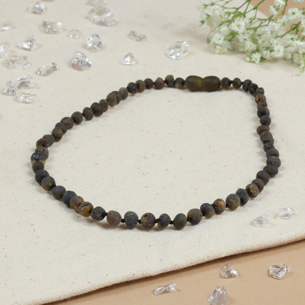 Barnsteen ketting baby/peuter green unpolished