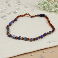 Amberos Bernstein-Halskette Baby/Kleinkind cognac - Lapislazuli