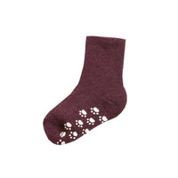Wollsocken mit Anti-Rutsch - bordeaux