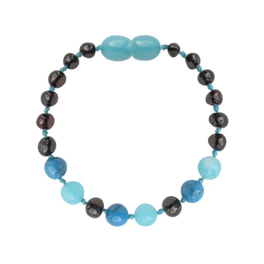 Barnsteen armband dames cherry – turkoois – jade