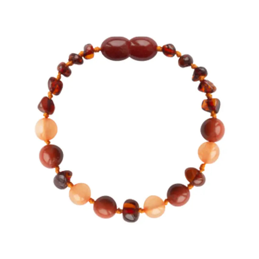 Barnsteen armband dames cognac – aventurijn - jaspis