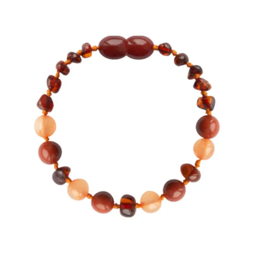 Barnsteen armband dames cognac – aventurijn - jaspis