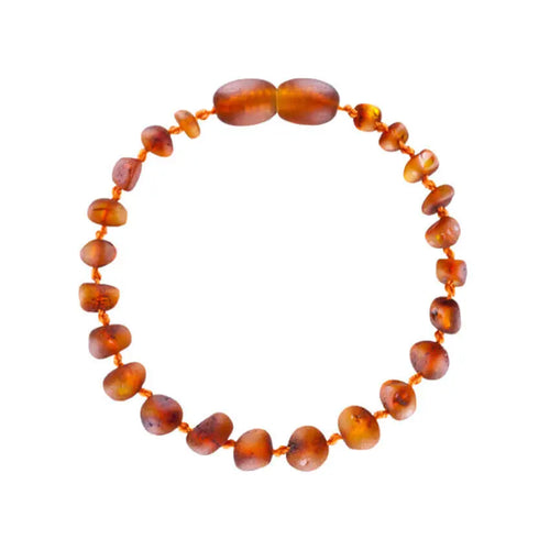 Barnsteen armband baby/peuter cognac - unpolished
