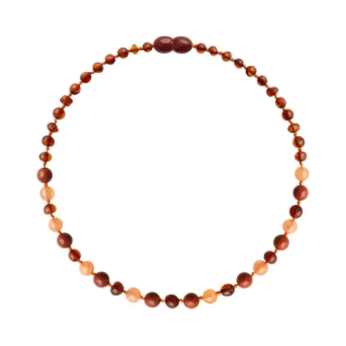 Barnsteen ketting 45cm cognac- aventurijn - jaspis