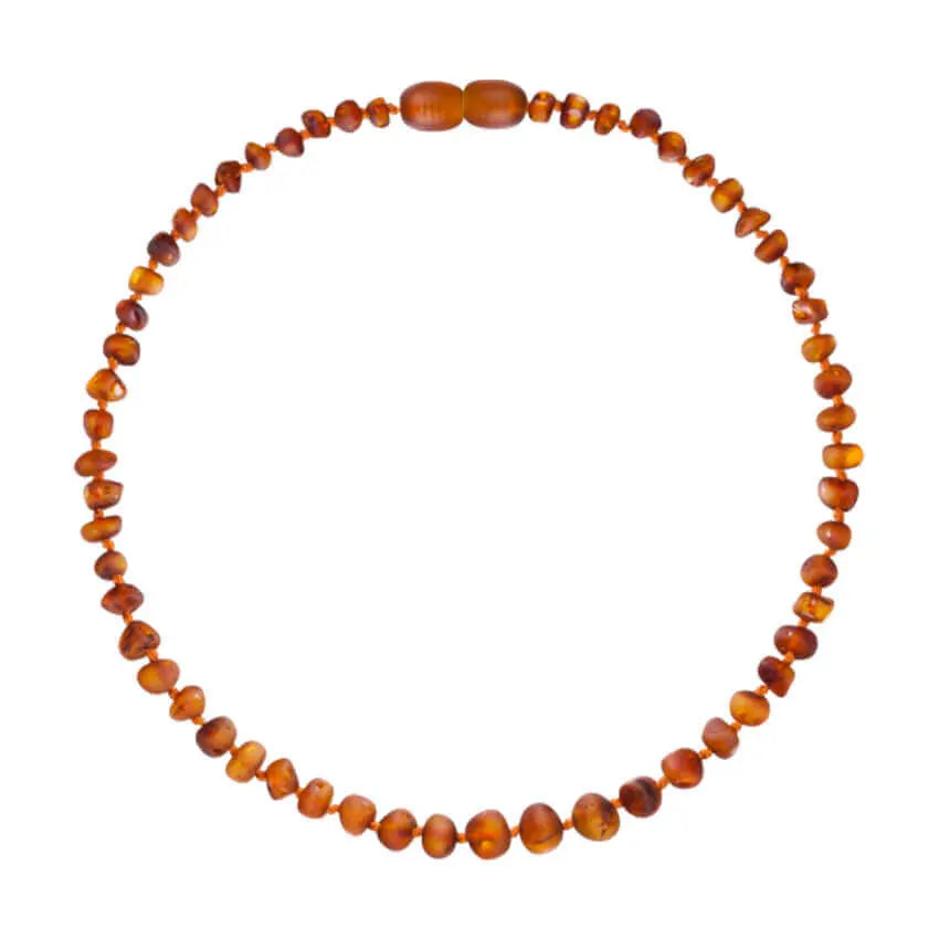 Barnsteen ketting baby/peuter cognac - unpolished