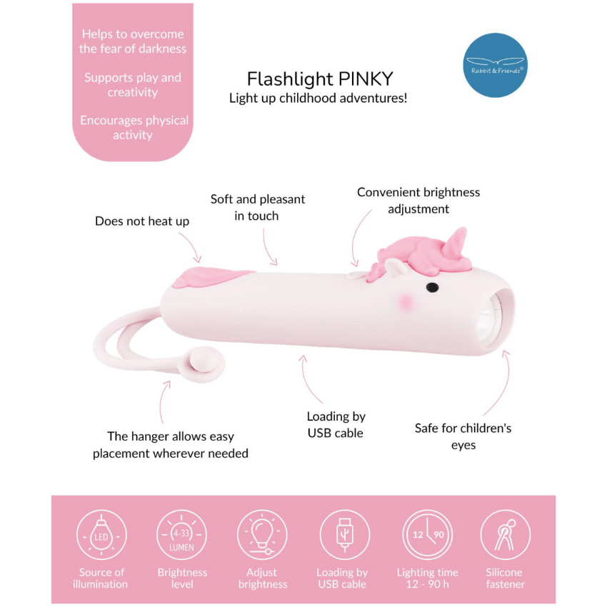Kinderzaklamp Pinky Oplaadbaar via USB-C