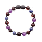 Barnsteen armband baby/peuter cherry - lapis lazuli - amethist