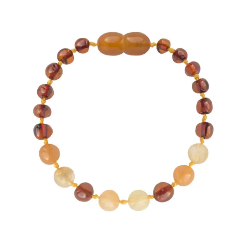 Barnsteen armband kind quartz, aventurijn
