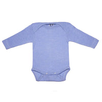 Strampler Wolle Seide Baumwolle Baby Blau Langarm